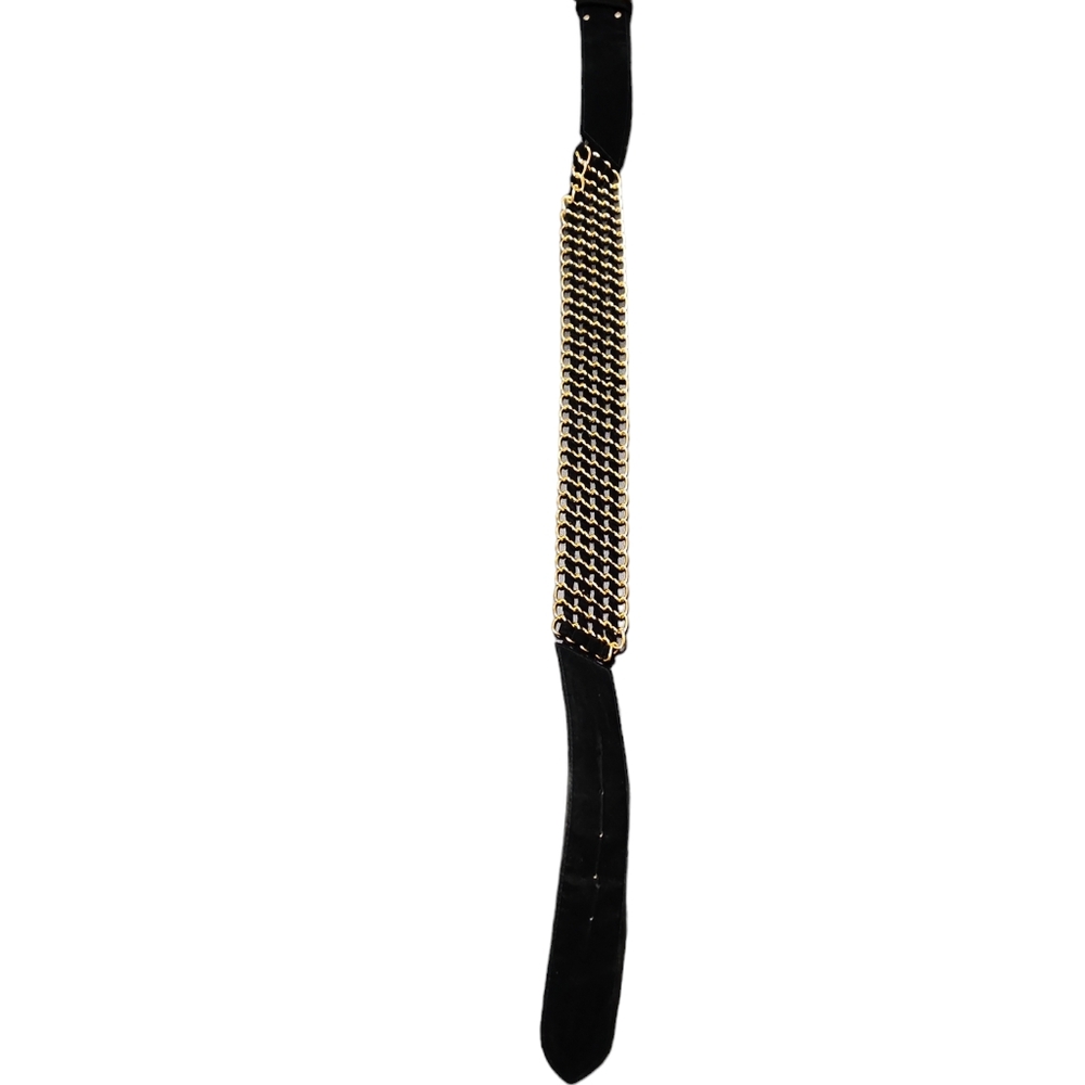 Velvet and faux gold chain women's belt. M/L - Picture 6 of 12